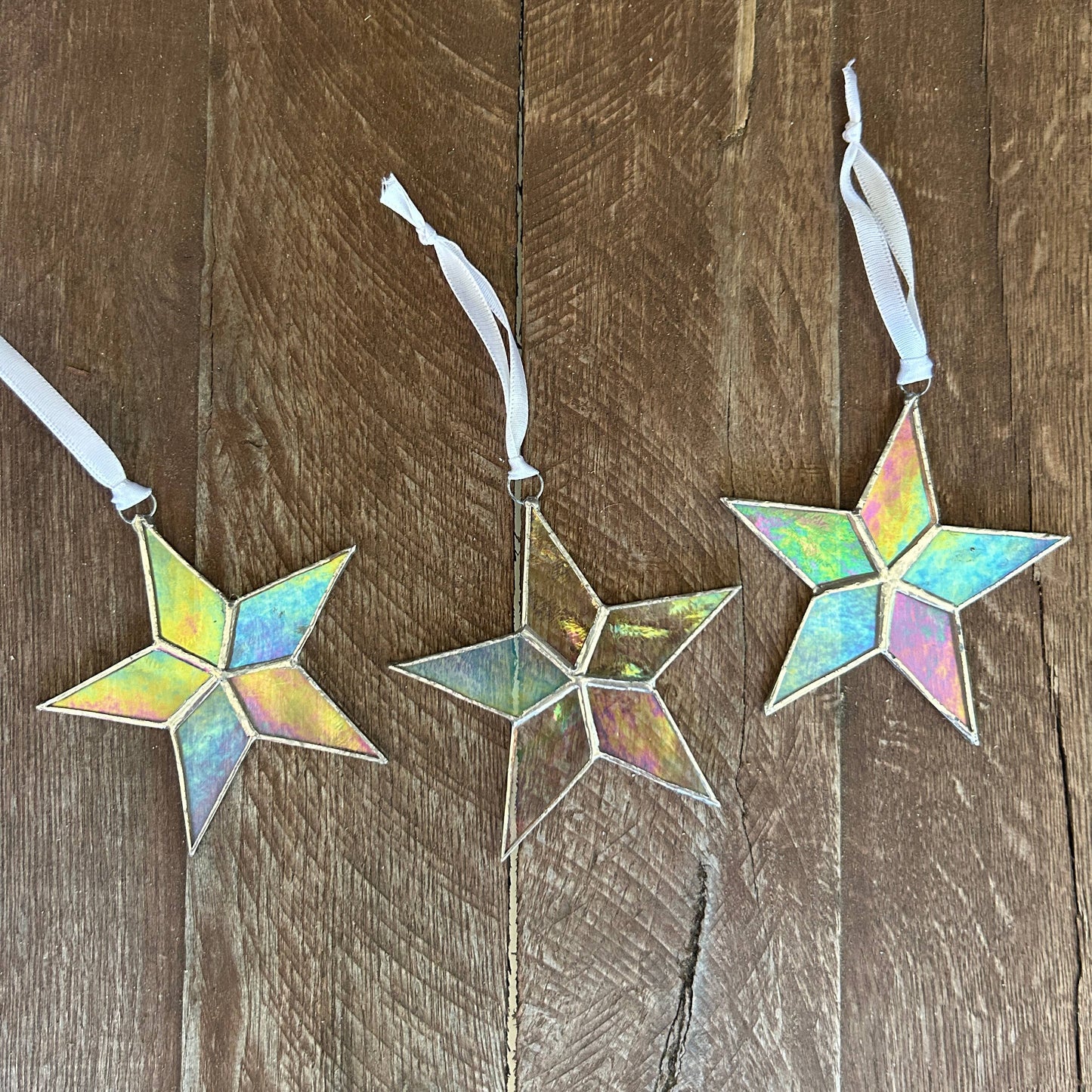 Merry & Bright Christmas Star Ornament Stained Glass 7718
