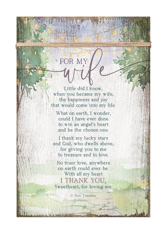 For My Wife - Timeless Twine 6X9 Wood Plaque