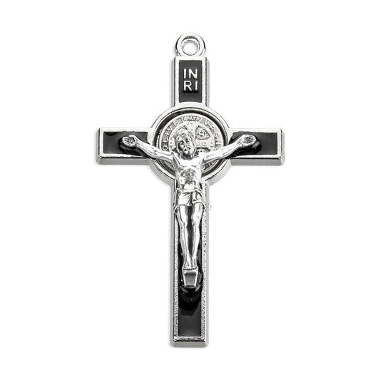 2" Benedictine Crucifix with Black Epoxy and St. Bendict Medal