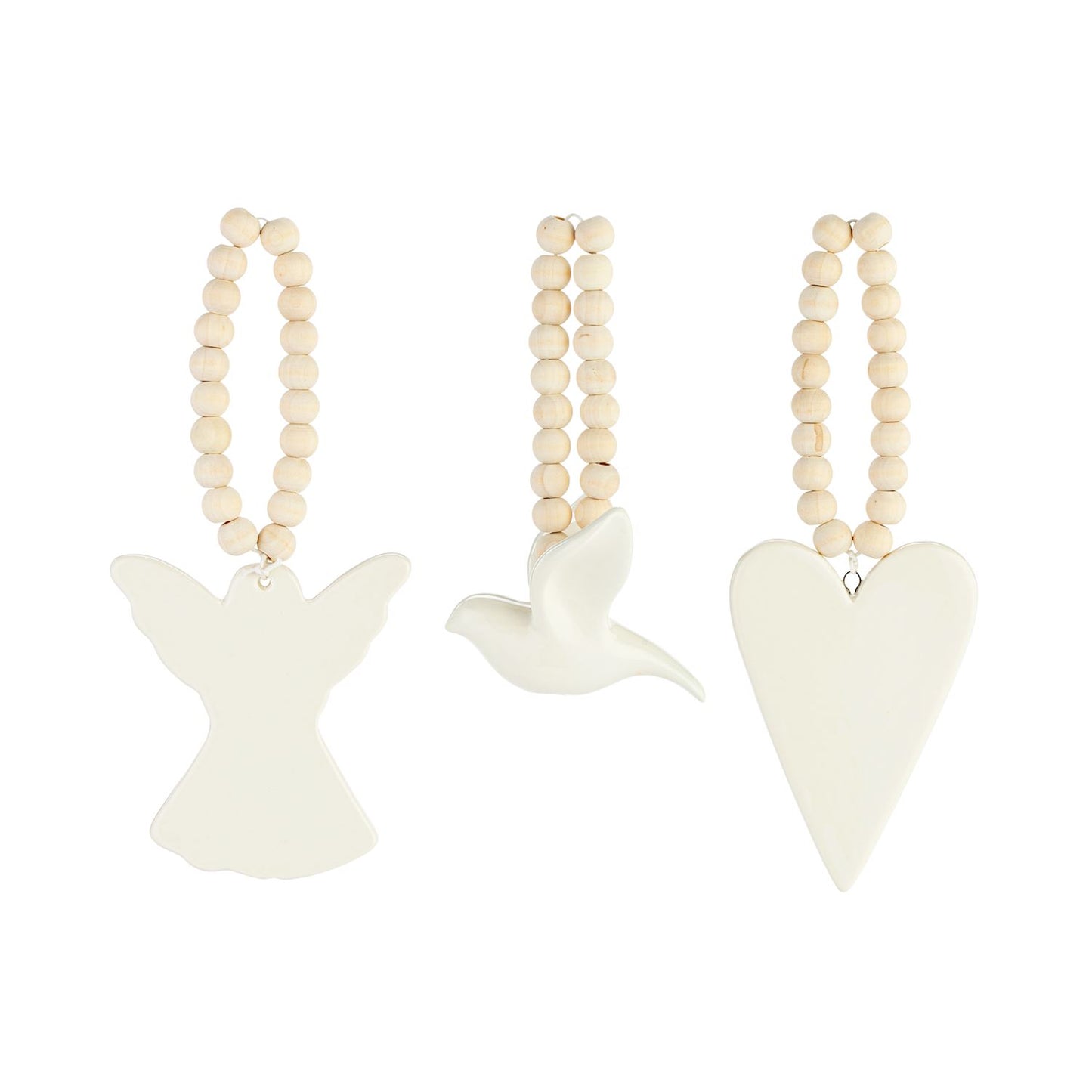 Angel Heart & Dove Hanging Ornaments 3 Assorted - 3.5x8in