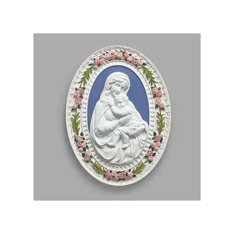 8.25"H MADONNA & CHILD PLAQUE DELLA ROBBIA