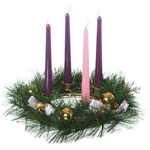 12"DIA ADVENT WREATH PURPLE AND GOLD PINECONES (CANDLES NOT INCLUDED)