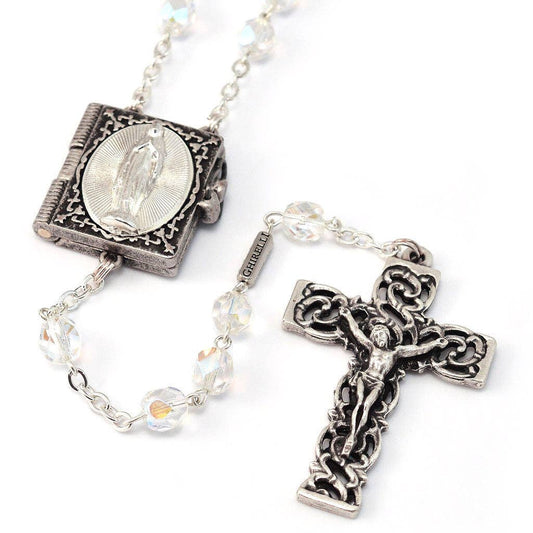 Lourdes Mysteries Booklet Aurora Borealis & Silver Rosary