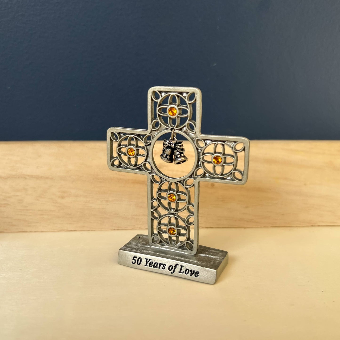 Antique Finish 50 year Anniversary Standing Mini Cross