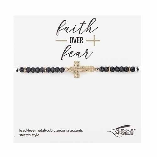 7"L BEADED CROSS STRETCH BRACELET (Alexa's Angels)