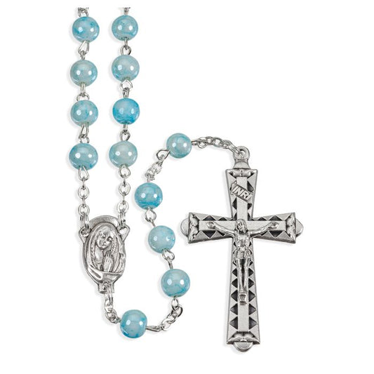 6MM AQUA MARBELIZED ROSARY