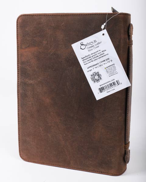 Bible Cover - Buffalo Leather - Cross - L