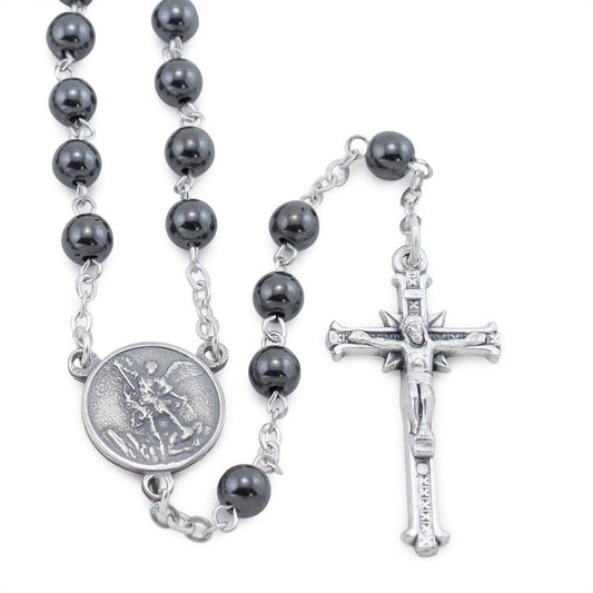 St. Michael Rosary with Hematite Beads