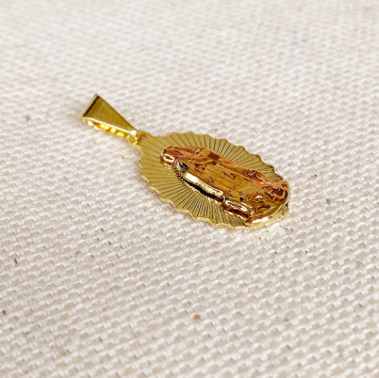18k Gold Filled Pendant of Lady Of Guadalupe Featuring Rose Gold Detail