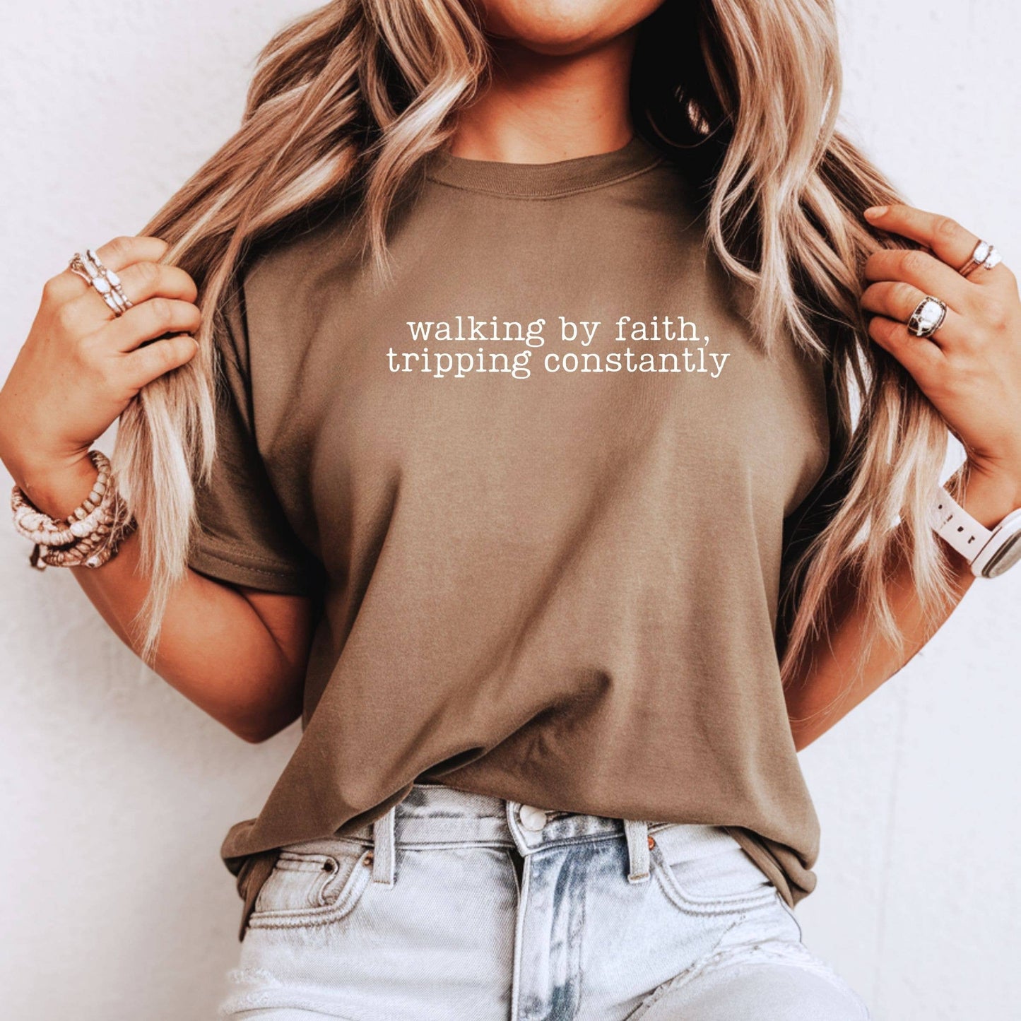 Walking By Faith Tripping Constantly Graphic Tee - Fall