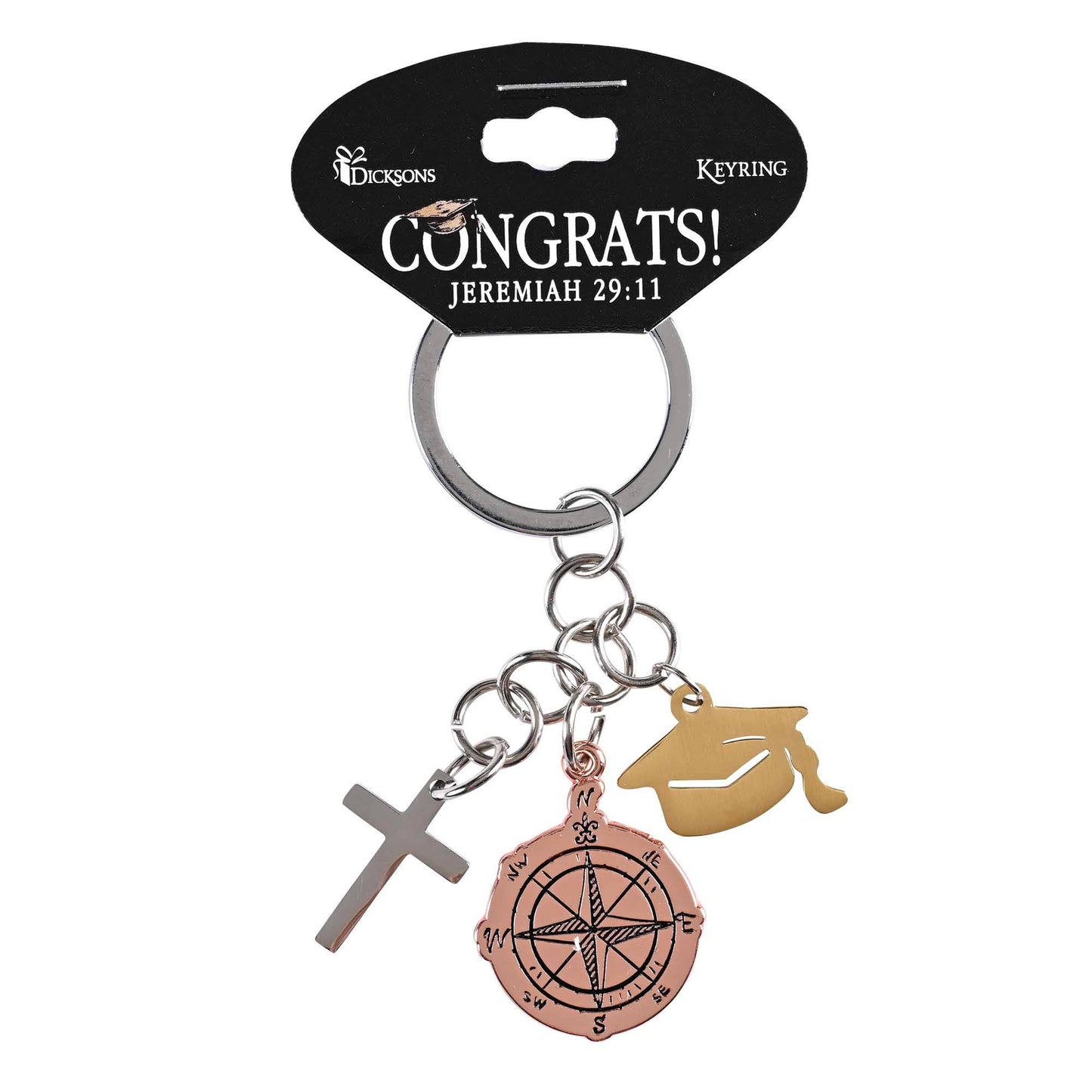 Keyring Grad Cap Compass Cross