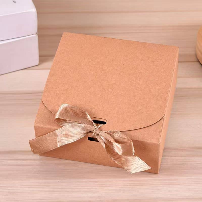 24pcs, 5 colors 3 sizes square paper gift box w/ ribbon