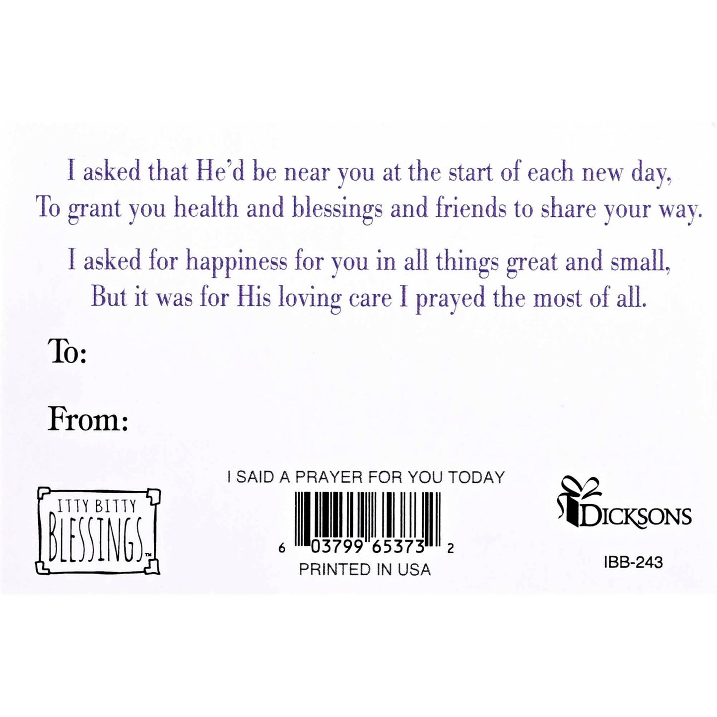 Itty Bitty Card Lavender I Said A Prayer