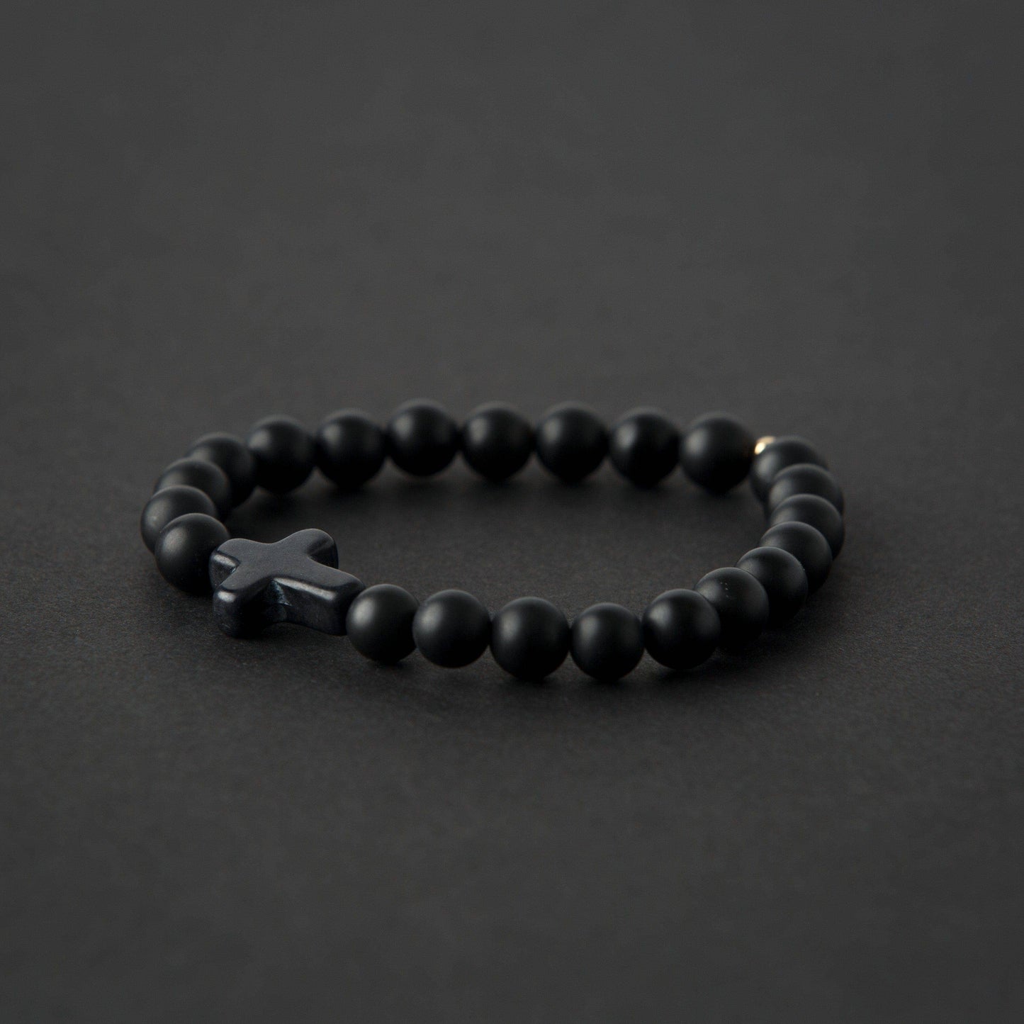Men's Cross Stone Copper Bead Bracelet