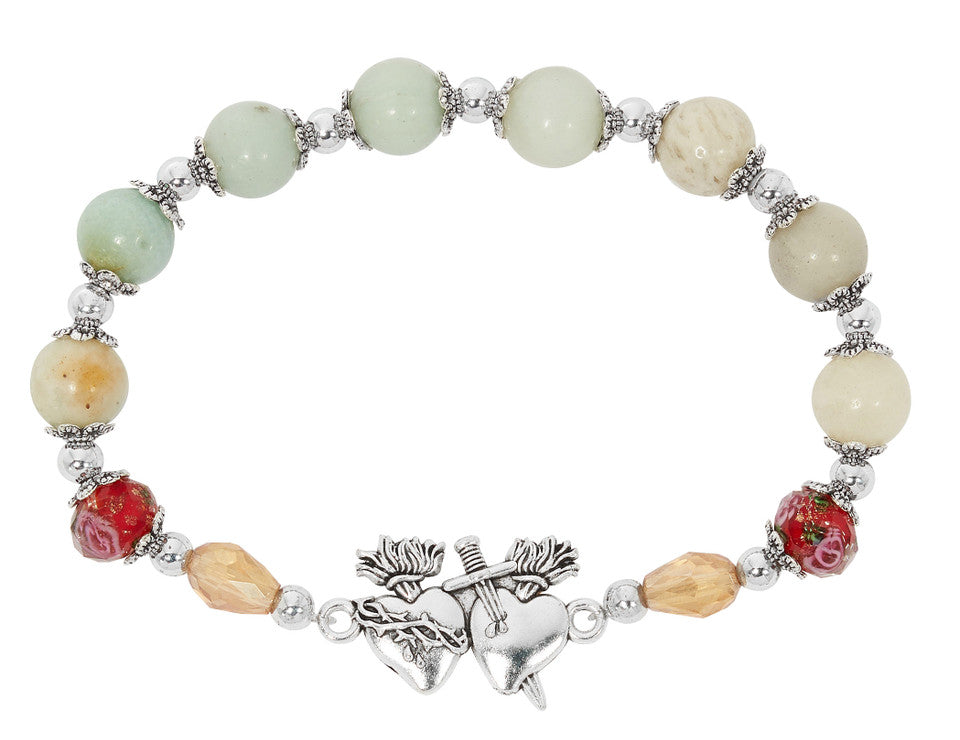 SILVER AMAZONITE 2 HEARTS