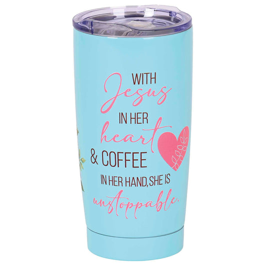 Tumbler Jesus In Heart & Coffee In 20 Oz
