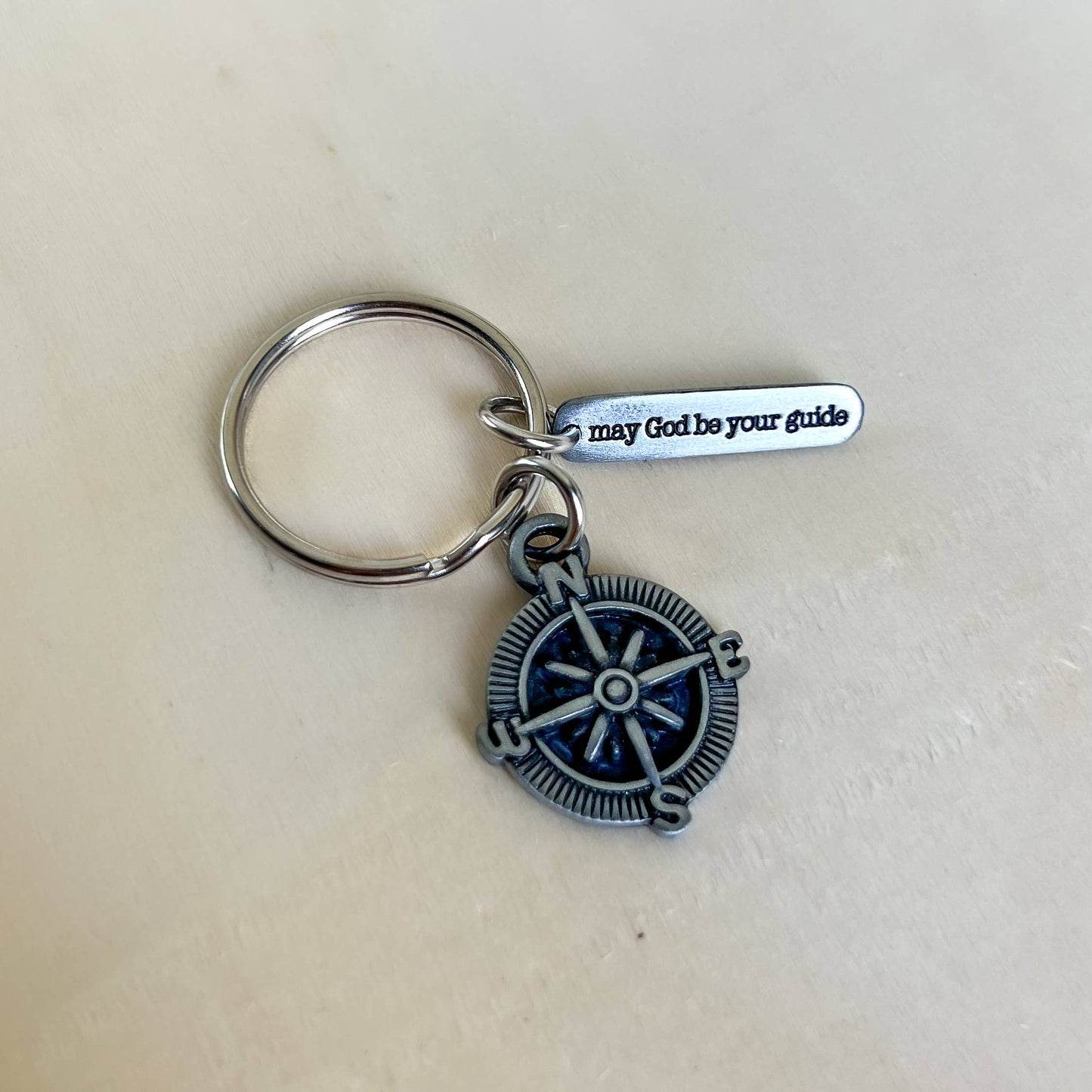 May God Be Your Guide Compass Key Ring