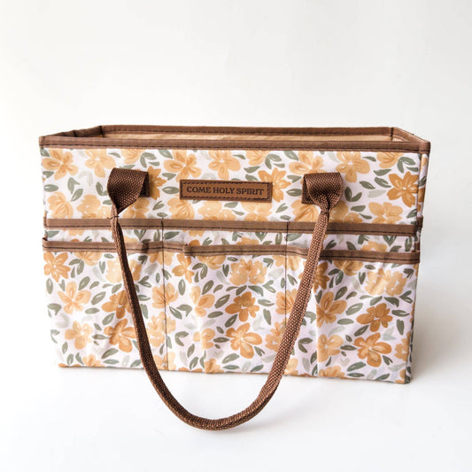 Catholic Prayer Corner Caddy - Yellow Flowers/Surrender