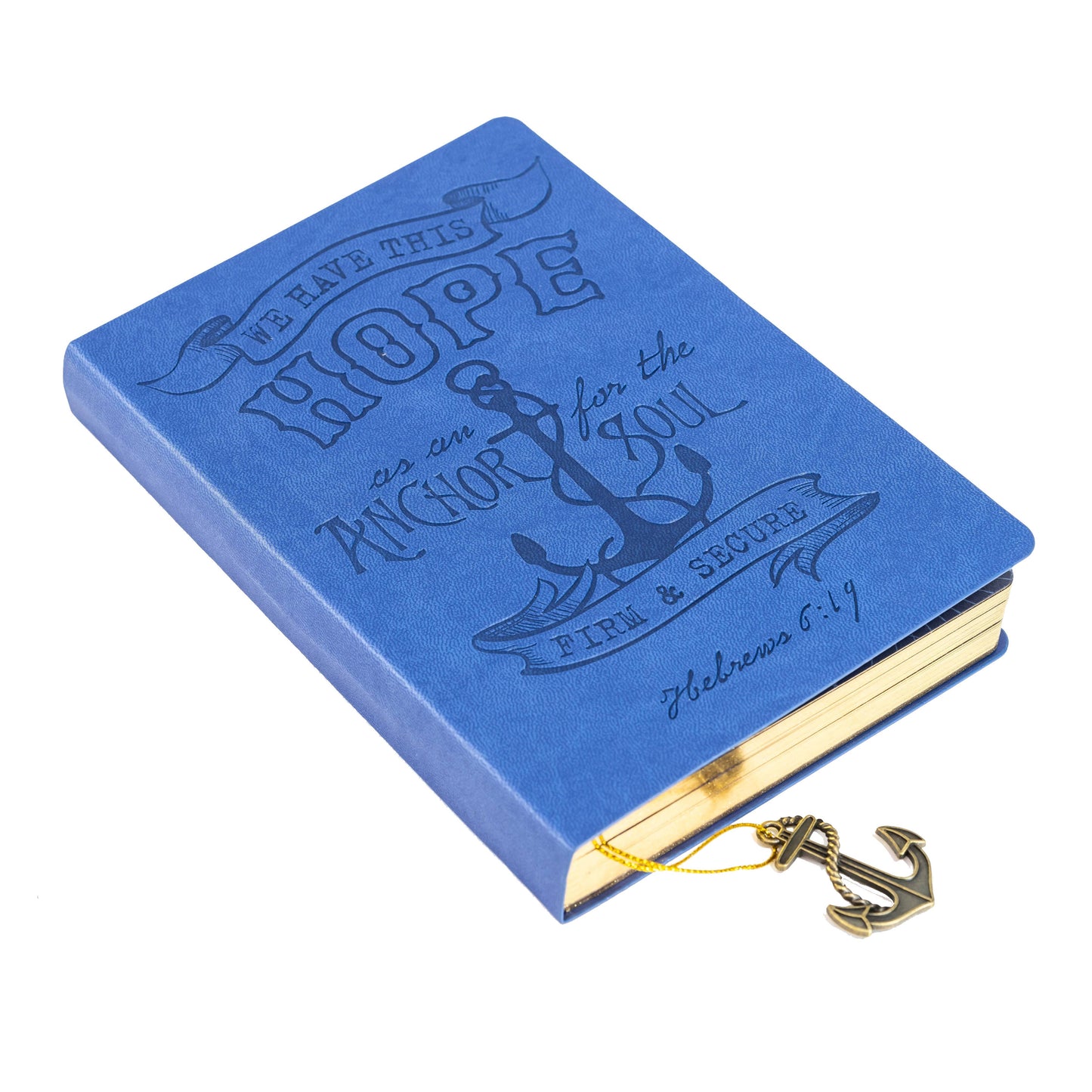 Dangle Journal : Leather Wrapped Blue Hope Anchor