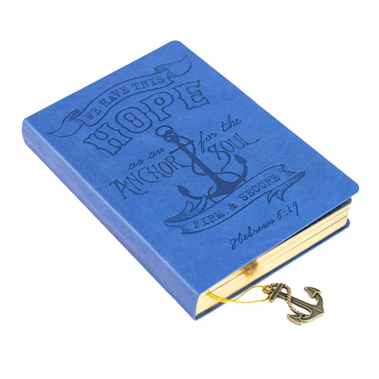 Dangle Journal : Leather Wrapped Blue Hope Anchor