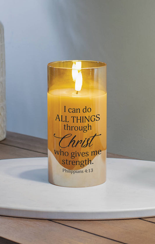 LED Candle I Can Do All Phil 4:13 6in