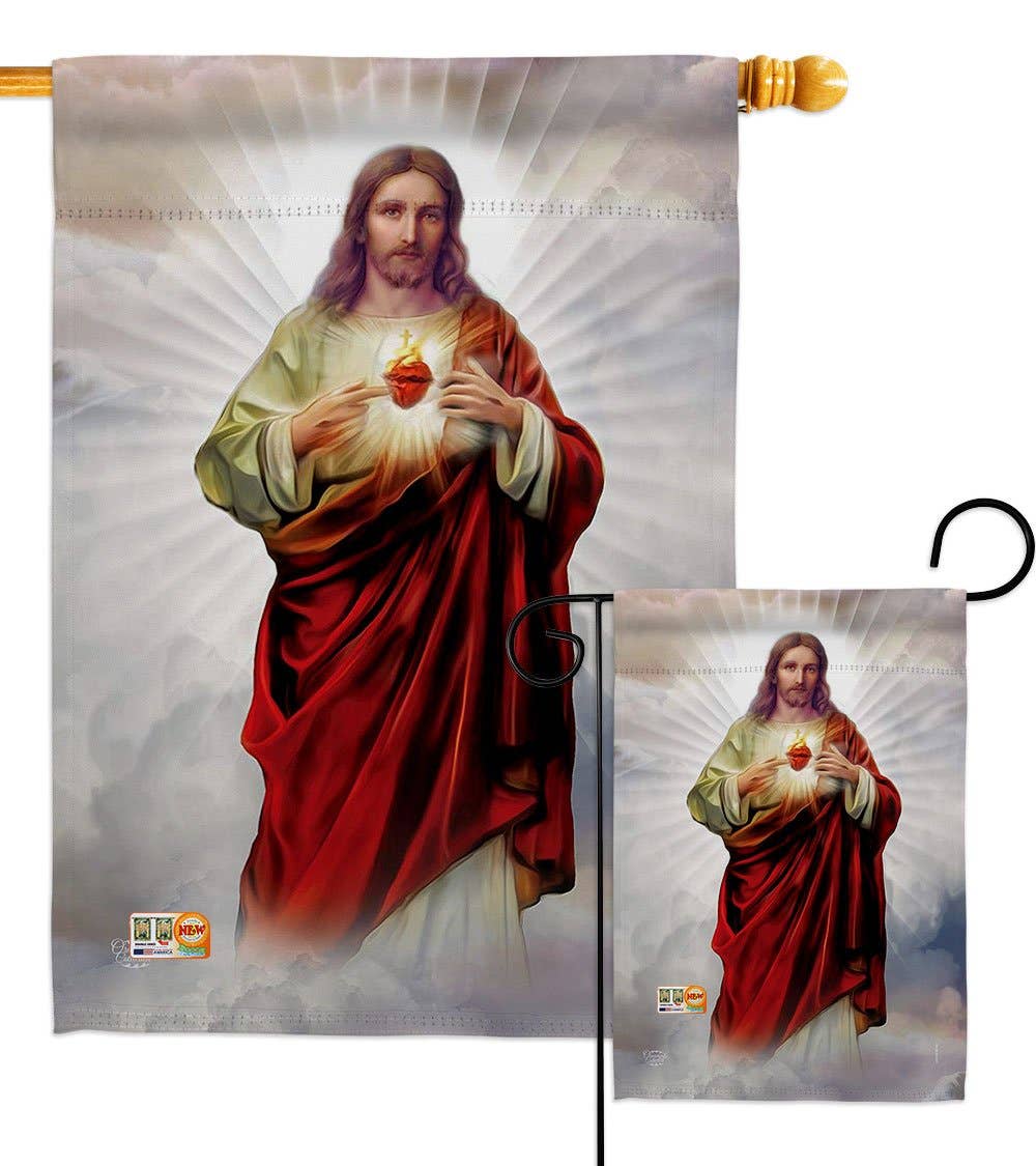 Sacred Heart of Jesus Religious Faith Decor Flag