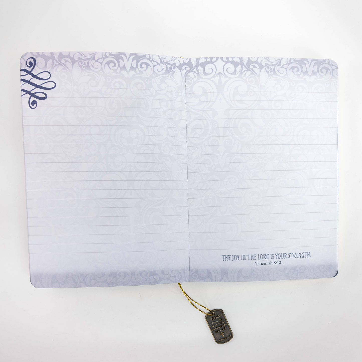 Dangle Journal : Leather Wrapped Navy Be Strong & Courageous