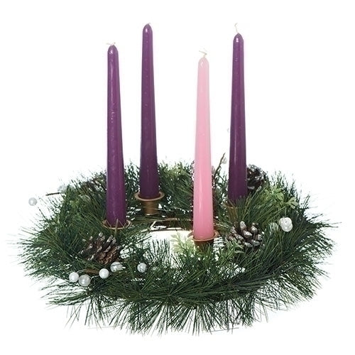 14"DIA ADVENT PINE ADVENT WREATH (CANDLES NOT INCLUDED)