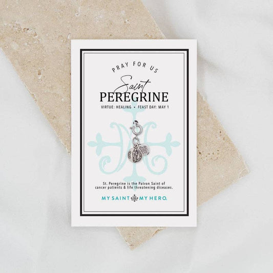 Saint Peregrine Charm Silver - 10mm