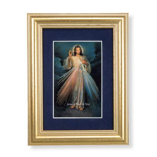 Divine Mercy Print in 5 1/4" x 6 3/4" Gold Leaf Frame