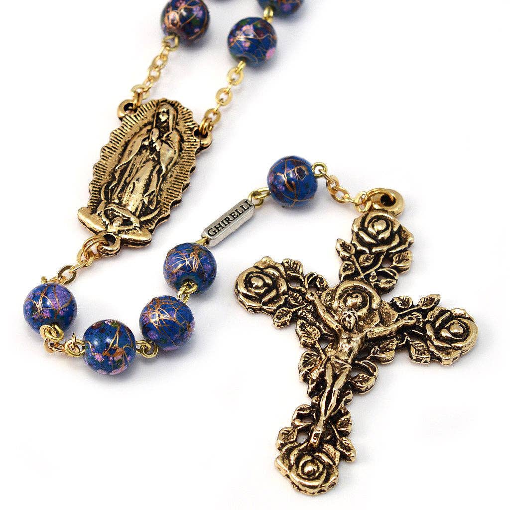 Our Lady of Guadalupe Rosary, Blue & Gold