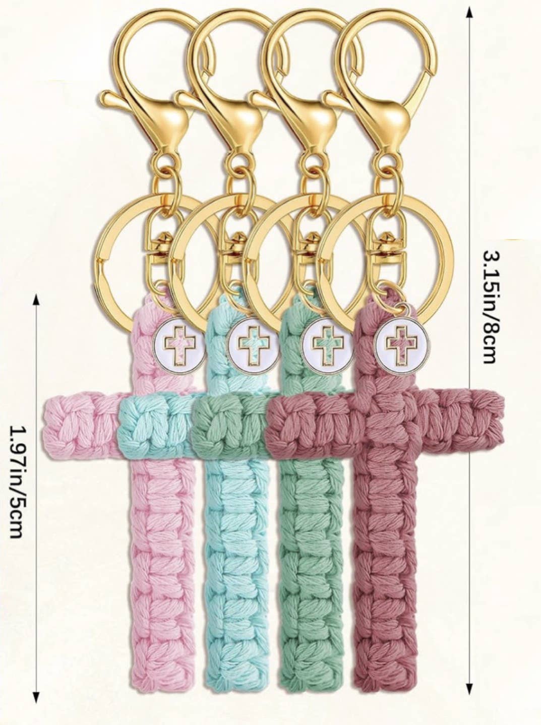 Macrame Cross and charm keychain sets 