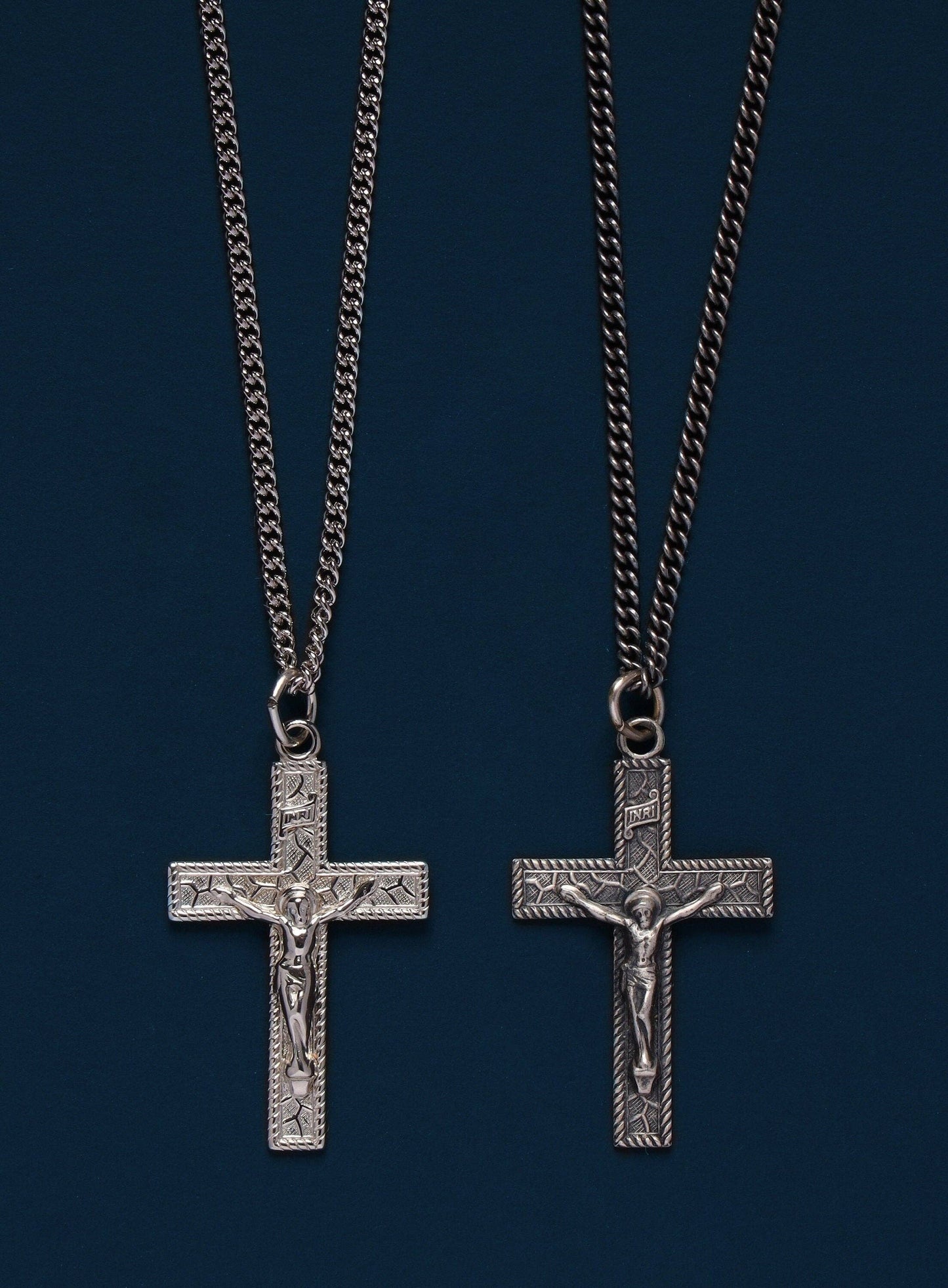 Sterling Silver Crucifix Cross Pendant Necklace for Men