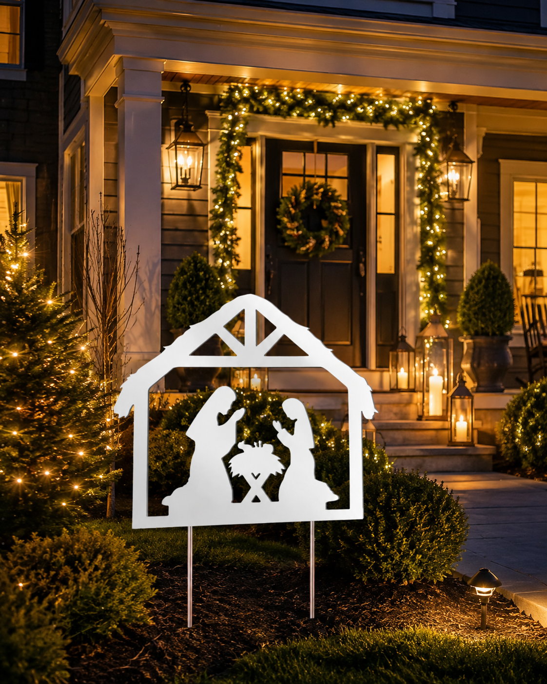 Outdoor Nativity Scene, Holy Family PVC Yard Sign, No Assembly