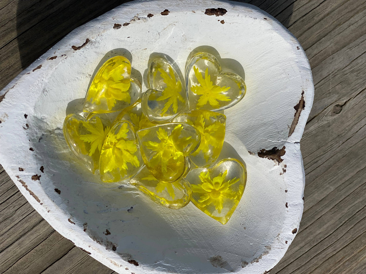 Floral Glass Pocket Hearts in Rainbow Colors