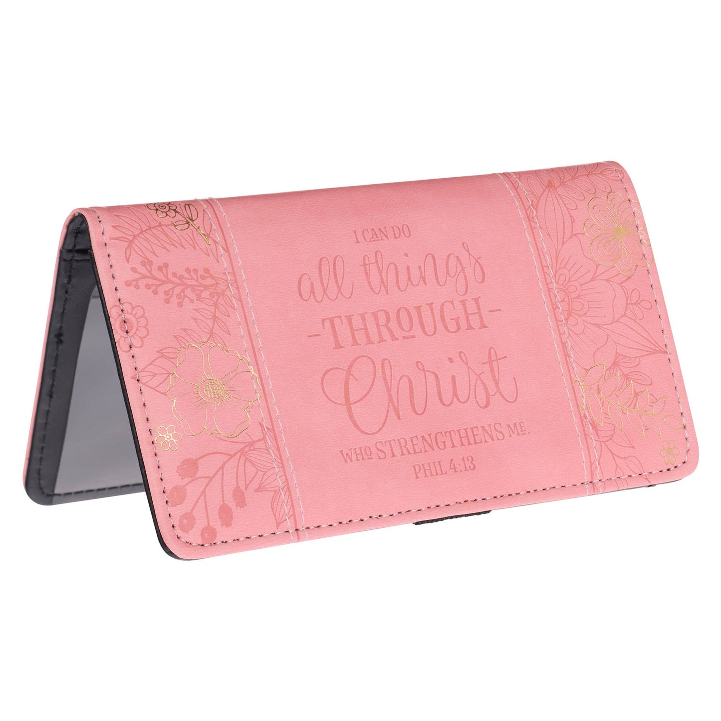 All Things Through Christ Checkbook Cover with Pink Floral S