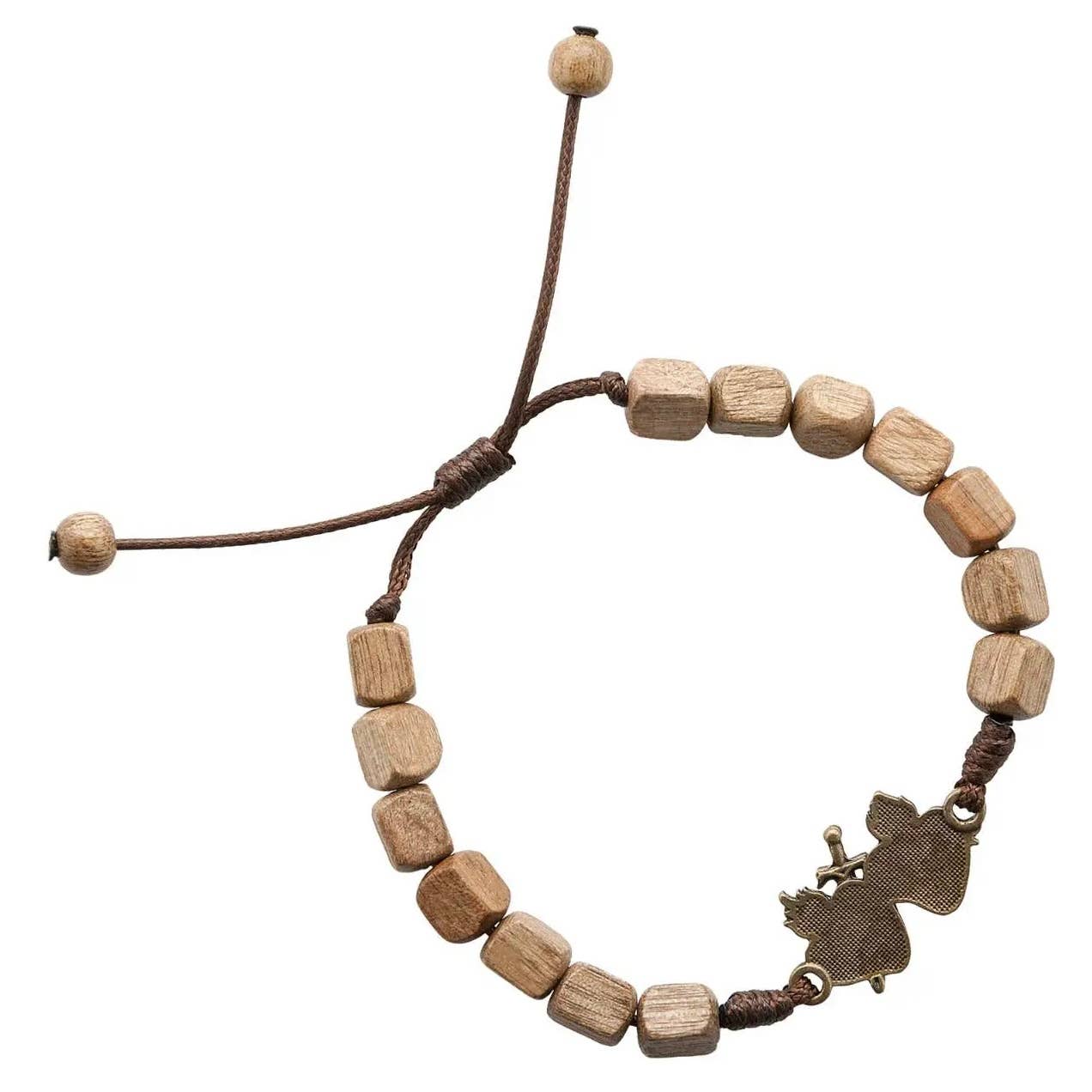 Sacred Hearts Wooden Beads Bracelet 7"
