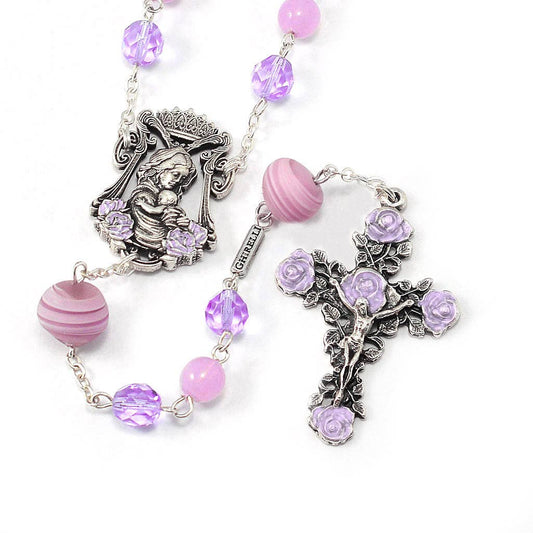 Madonna Roses & Lilac Murano Rosary