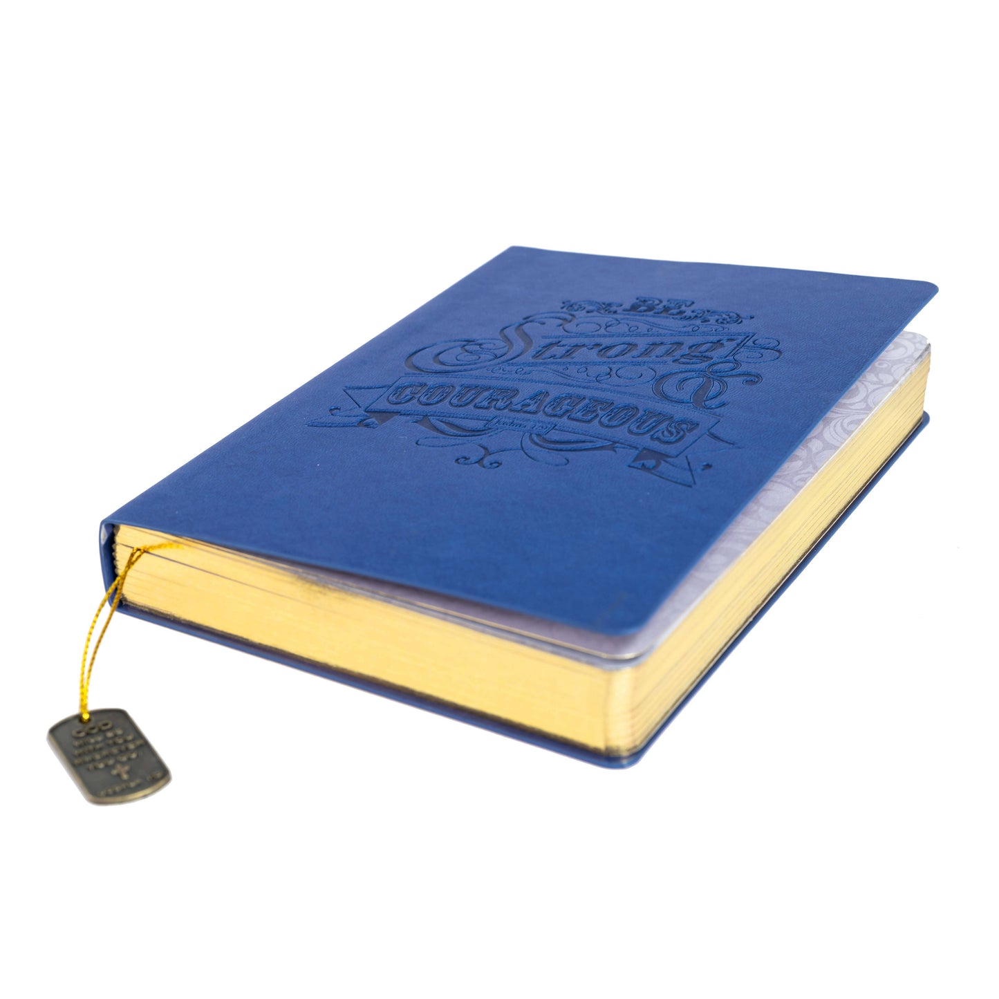 Dangle Journal : Leather Wrapped Navy Be Strong & Courageous