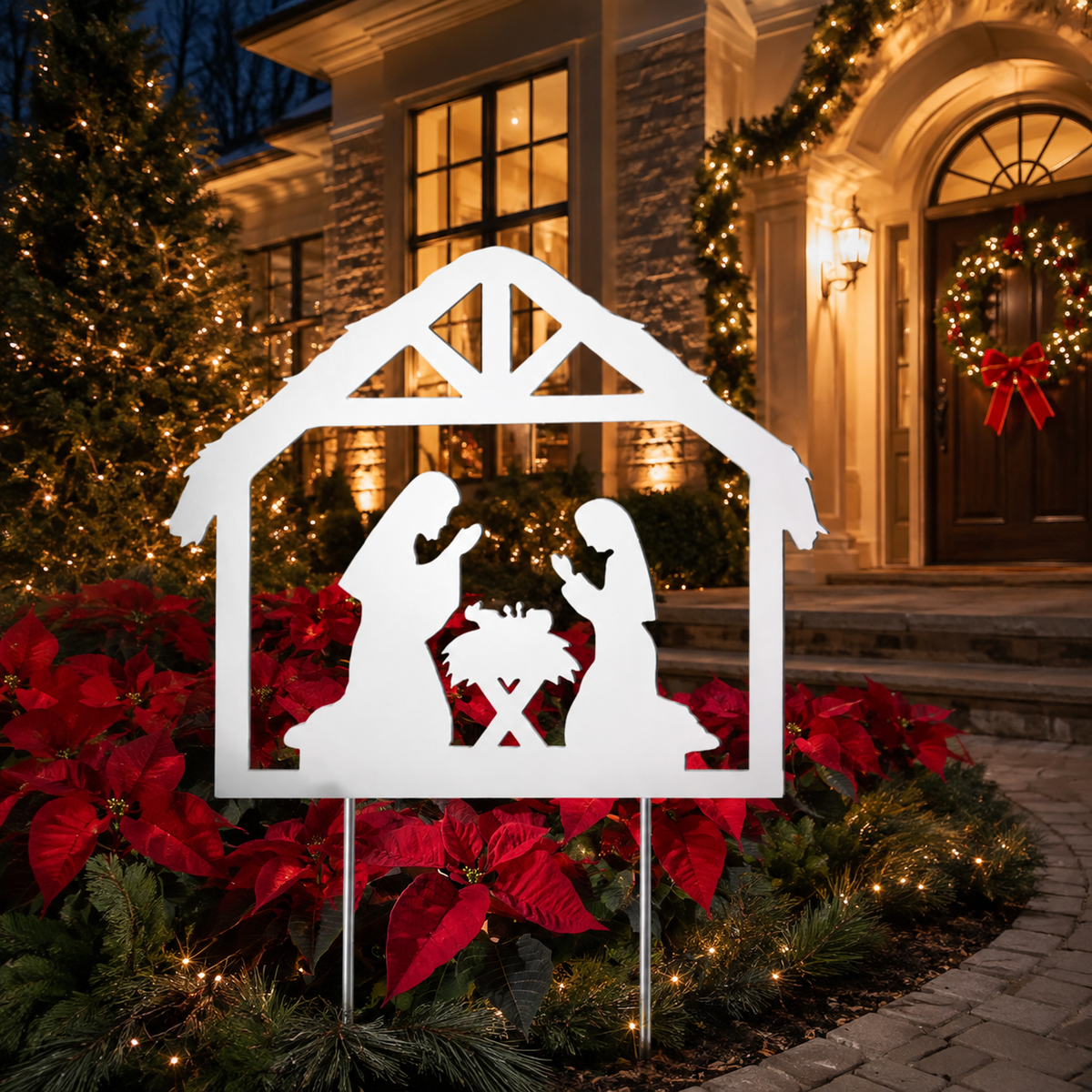 Outdoor Nativity Scene, Holy Family PVC Yard Sign, No Assembly