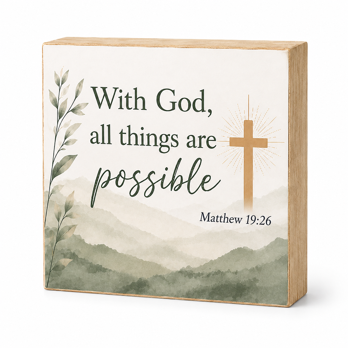 With God All Things Are Possible Inspirational Bible Verse Decor