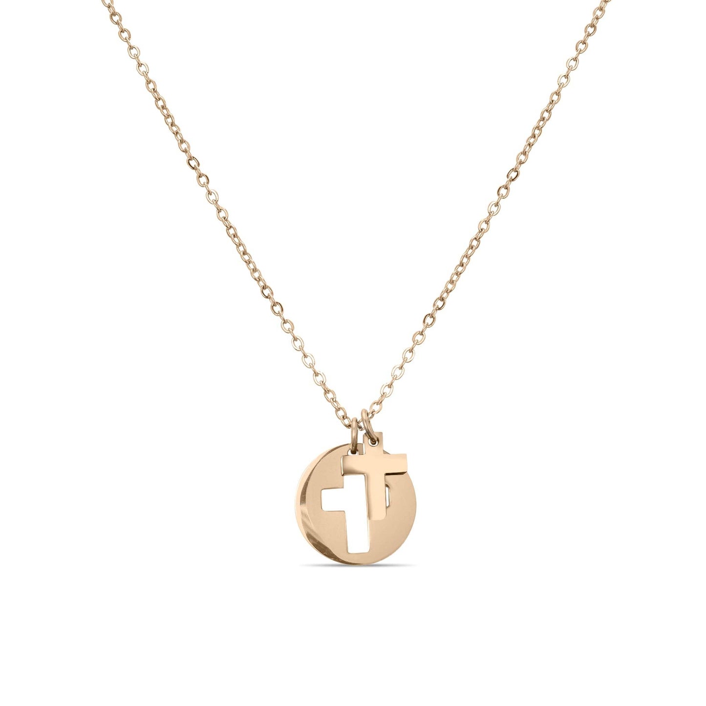 Stainless Steel Cross Cutout Necklace