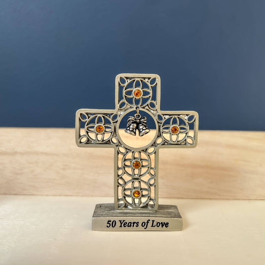 Antique Finish 50 year Anniversary Standing Mini Cross