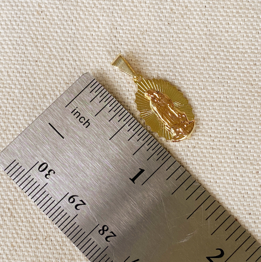 18k Gold Filled Pendant of Lady Of Guadalupe Featuring Rose Gold Detail