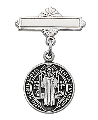 STERLING SILVER ST. BENEDICT BABY PIN