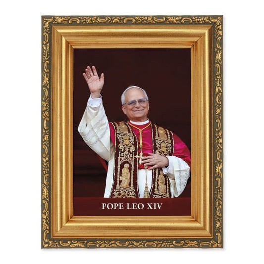 Pope Leo XIV Print in Gold Frame