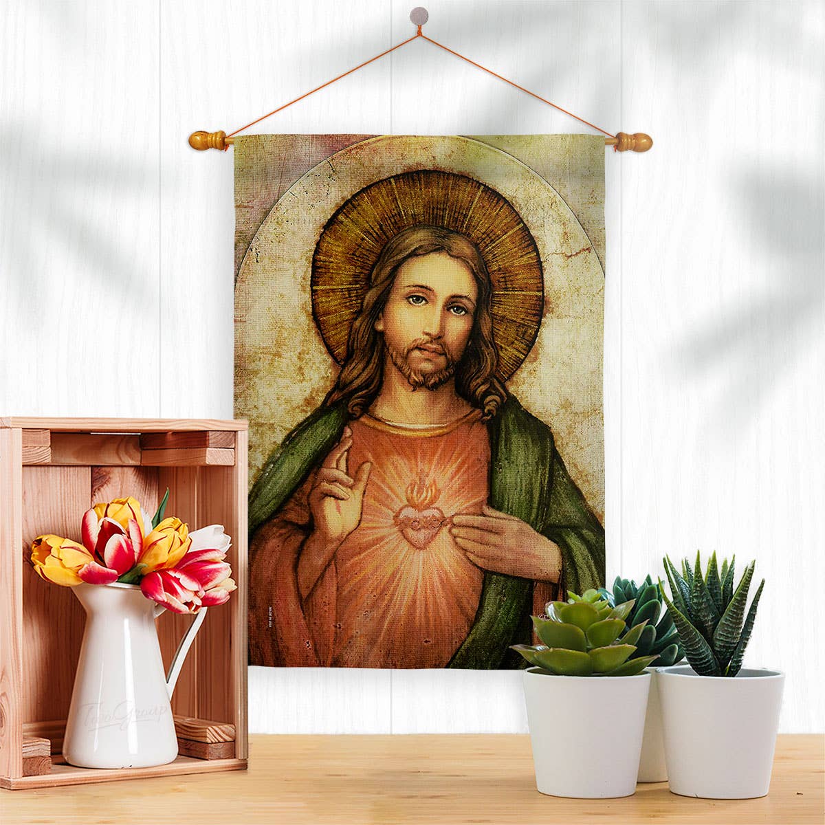 Sacred Heart of Jesus Religious Faith Decor Flag