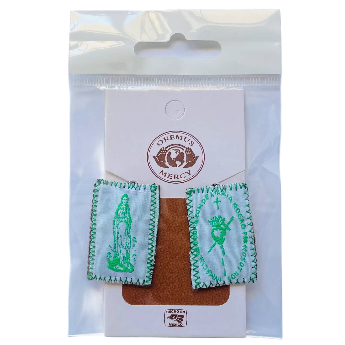 Scapular - Our Lady of Grace GREEN   1.5"