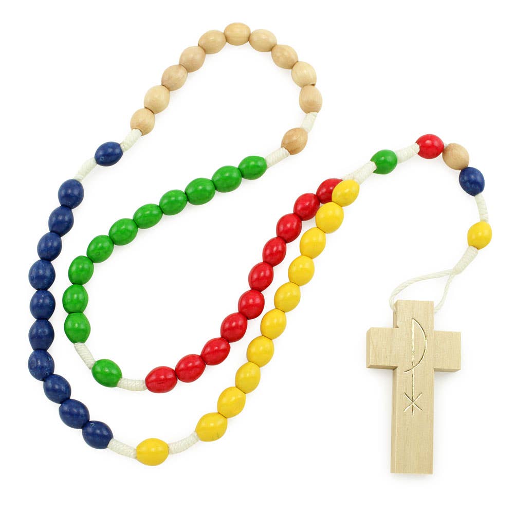 Missionary Rosary Oval Mulit-colored Wooden Beads