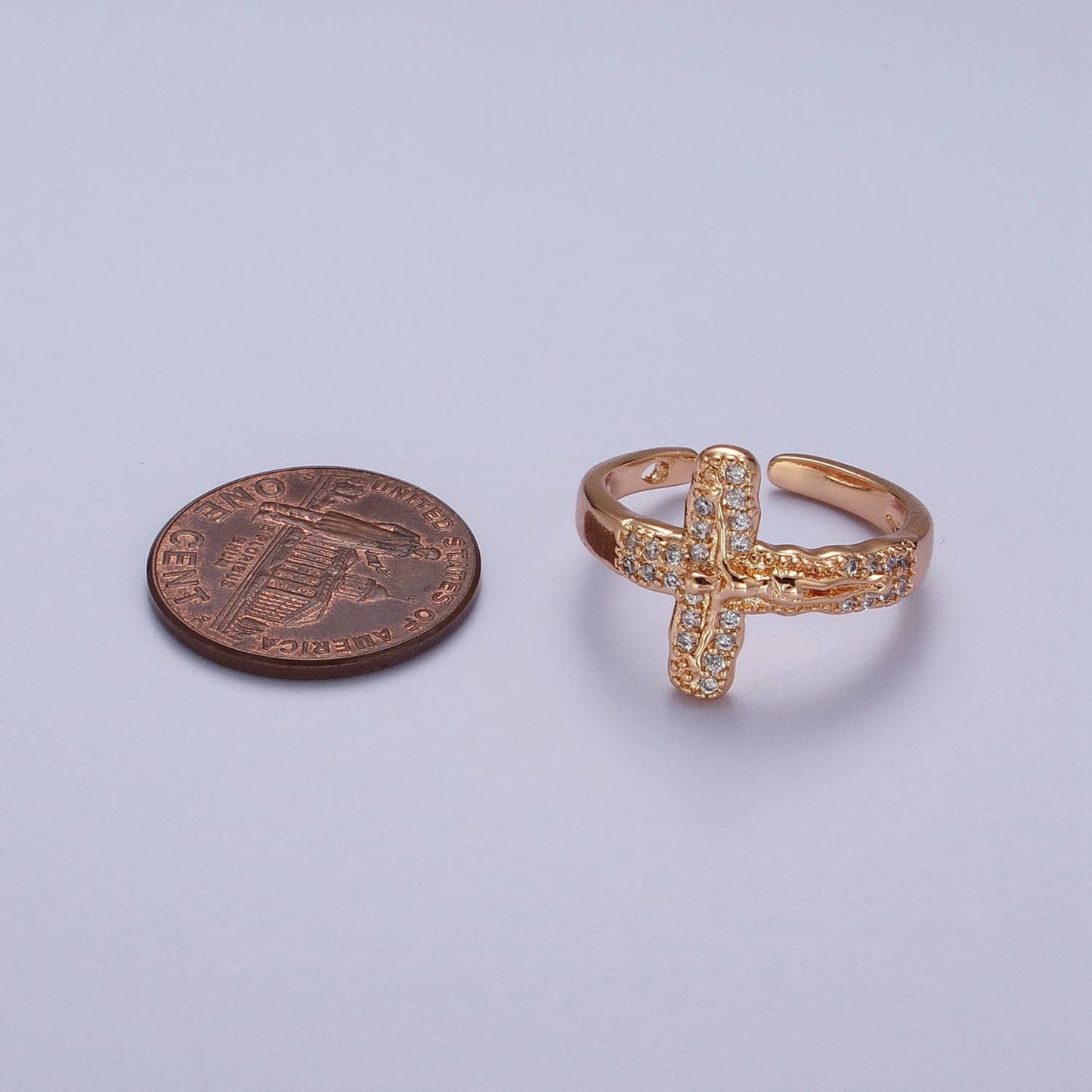 18K Gold Plated Religious Bold Crucifix Catholic Ring O1988